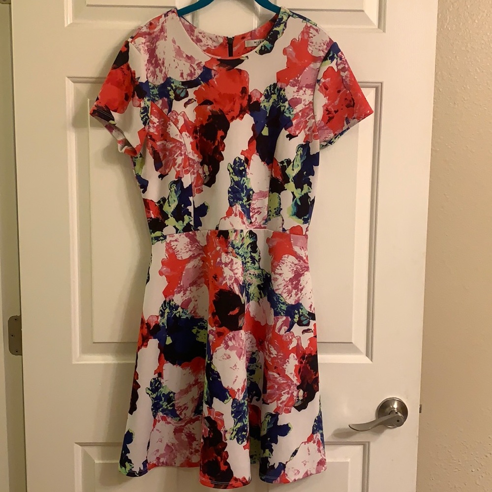 MILLY for DesigNation Floral Fit & Flare Scuba Dress